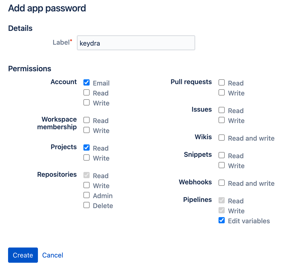 Configure App password permissions